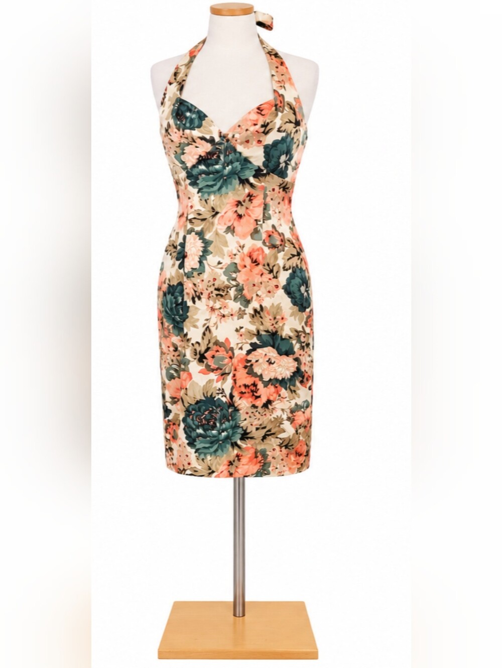 Robbie Bee Floral 100% Silk Cocktail Wedding Guest Garden Party Midi Dress
